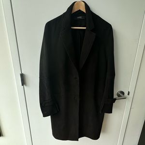 Zara Black Faux Suede Mid-Length Jacket
